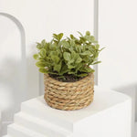 décoration intérieure plante artificielle pot osier feuilles vertes modernes salon