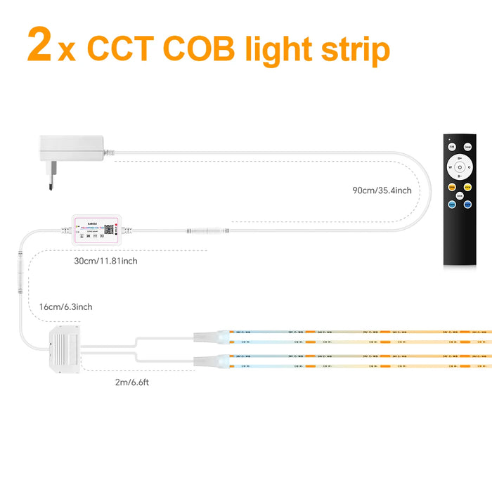 ruban led flexible blanc moderne adhésif contrôleur bluetooth télécommande adaptateur 24v 3500k 6000k