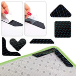 tapis sol moderne antidérapant réutilisable lavable beige gris bleu clair points noirs adhésif protégé