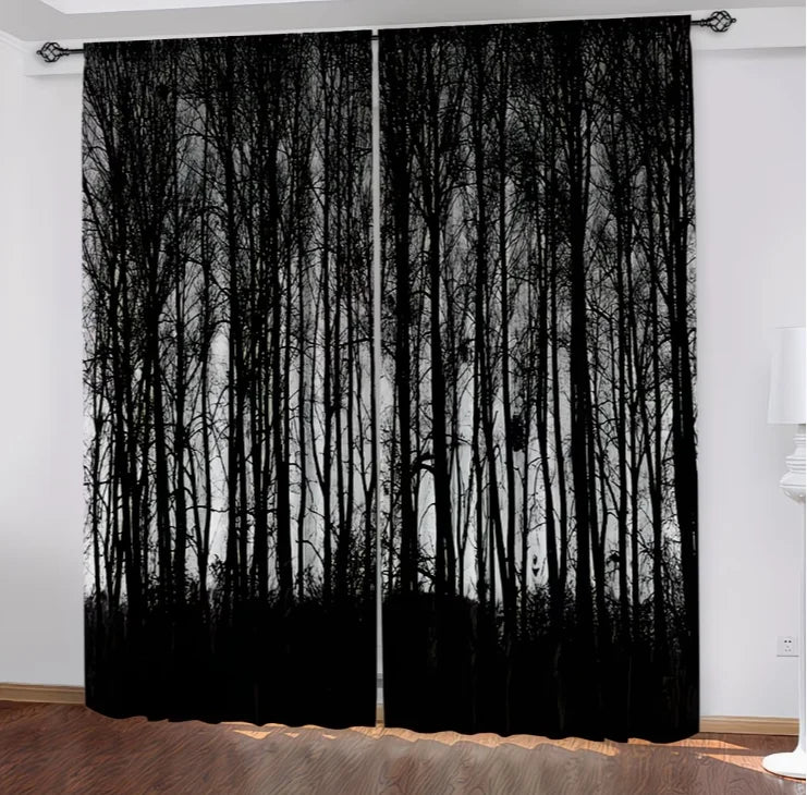 rideaux occultants forêt noire gothique motif lune étoiles moderne opaques 100 polyester salon chambre