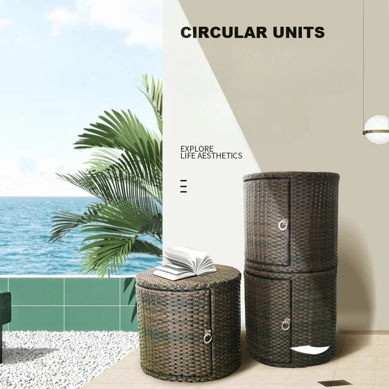 meuble rotin moderne étagère chaussures balcon rangement tissage marron simple minimaliste porte unique
