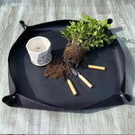 tapis jardinage noir moderne poignées pot plante graine outils arrosoir chiffon