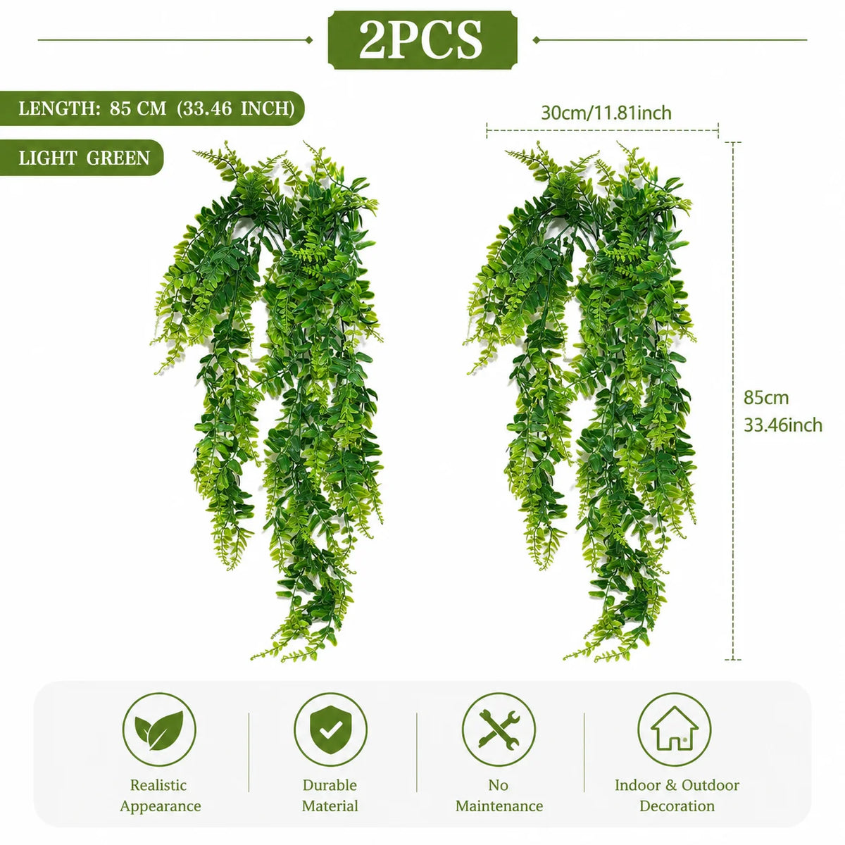 plantes artificielles feuilles vertes vigne moderne décoration murale extérieur accrochées 85cm