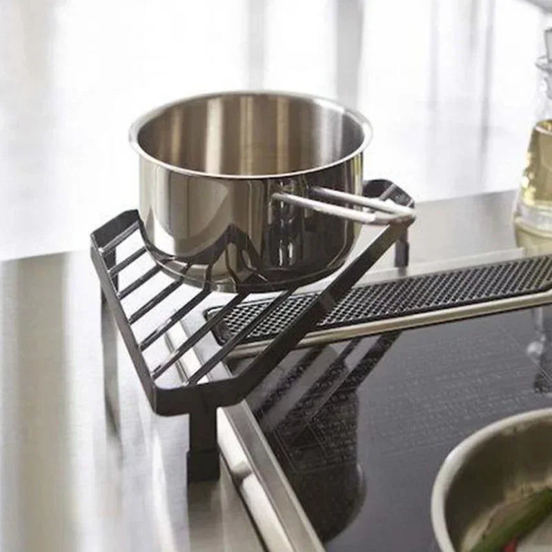 support cuisine noir moderne grille maille régulière pieds