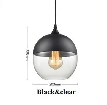 suspension lumineuse moderne pendentif verre noir transparent contemporain fixation câble luminaire salle manger chambre