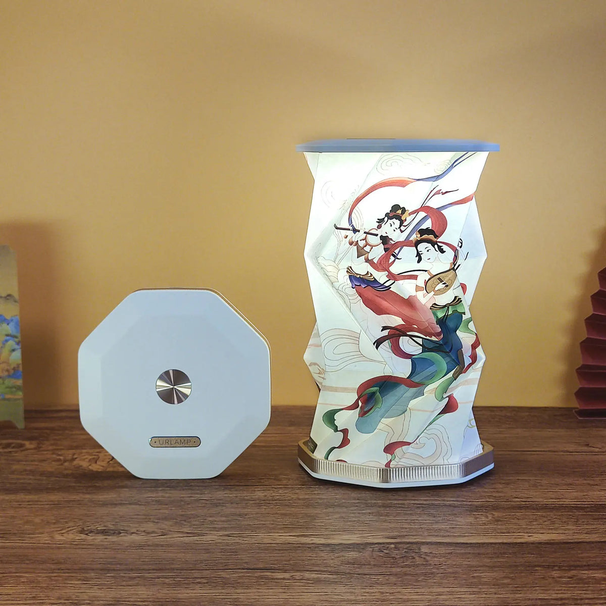 lampe table pliable papier origami blanc motifs géométriques minimaliste led rechargeable(toucher)