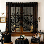 rideau arqué dentelle noir floral transparent vintage romantique decoration boheme