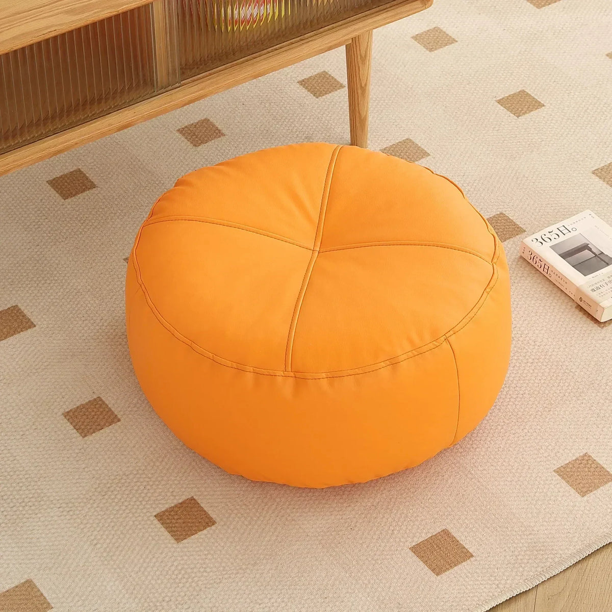 pouf moderne orange gris vert blanc mousse pu polyester coton imperméable amovible lavable