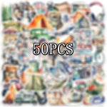 autocollants camping voyage plein air enfants sacs tentes 10 30 50pcs
