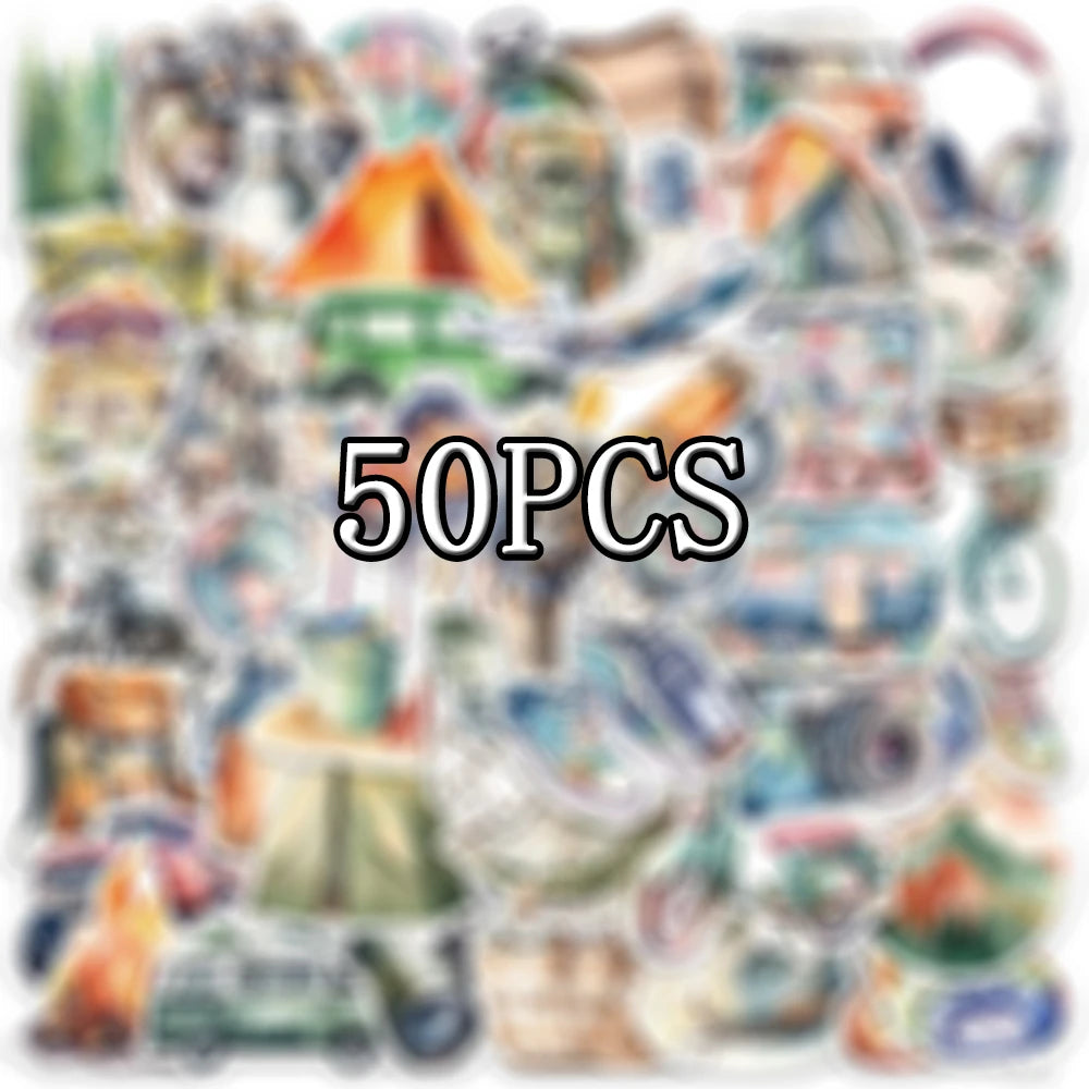 autocollants camping voyage plein air enfants sacs tentes 10 30 50pcs