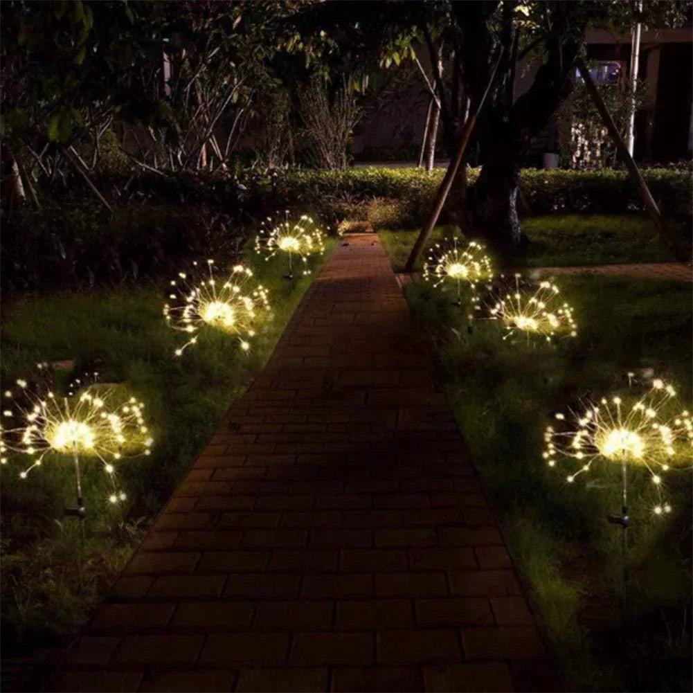 lumière solaire extérieure led feu d'artifice multicolore jardin décoration festive