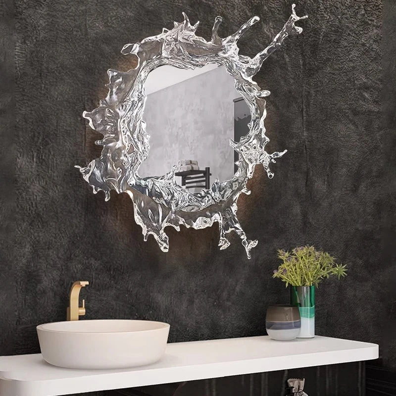 miroir moderne transparent argenté liquide ondulant salle bain cuisine chambre