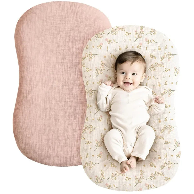 coussin bébé doux coton rose clair beige floral bleu confortable