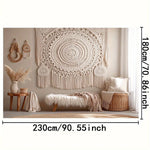tapis macramé boho chic beige clair motif circulaire franges occasion anniversaire décoration maison