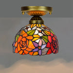 Lampe art déco mosaïque motifs floraux or marron bleu verte vintage chambre salon entree