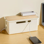 boîte rangement cordon alimentation blanc rayures moderne grande petite