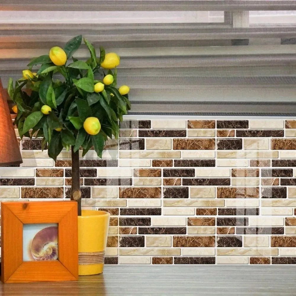 panneaux decoratifs murals marron moderne adhésifs resistant l'eau texture brique 25 pieces