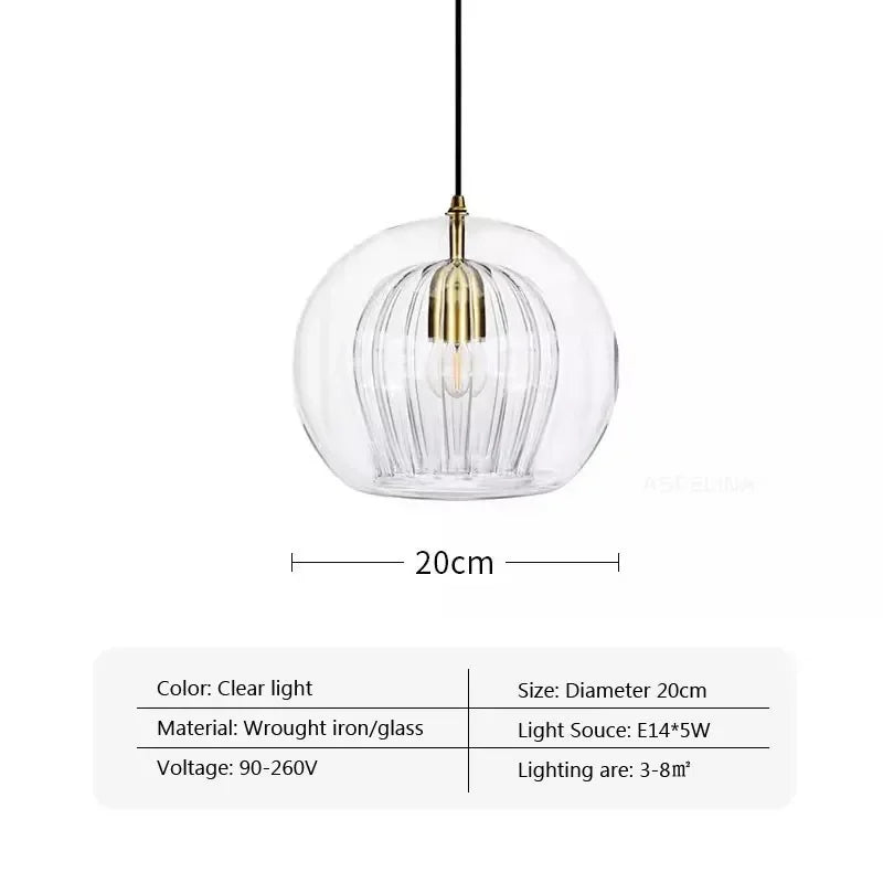 suspension lumineuse moderne cognac clair gris transparent rayures verticales ampoule g9 5w chaîne métallique