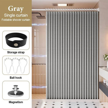 rideau douche pliable gris rayures moderne opacité 180x170cm respectueux environnement
