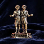 statues zodiacales bronze doré détaillées classiques base carrée étiquette nom signe zodiaque