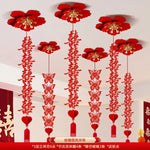 décoration murale mariage papillons coeurs caractères chinois rubans artisanal traditionnel rouge