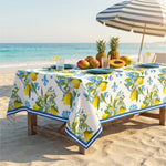 nappe table méditerranéenne motifs floraux citrons ronde rectangulaire printemps été mariage décoration provençale assiettes