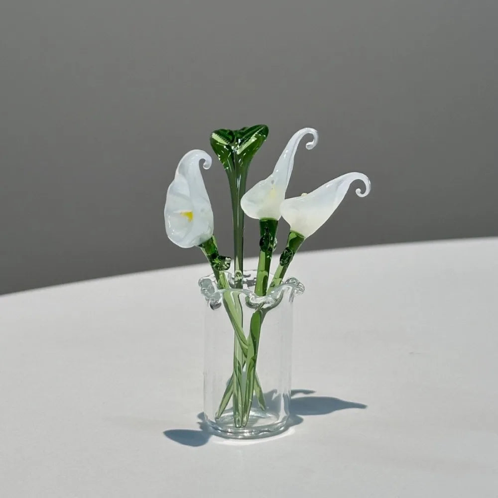 bouquet floral artificiel verre multicolore moderne vase décoration maison transparent artisanal
