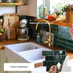 autocollants carreaux cuisine vert clair moderne brillants auto adhésifs 10 pièces muets résistants chaleur