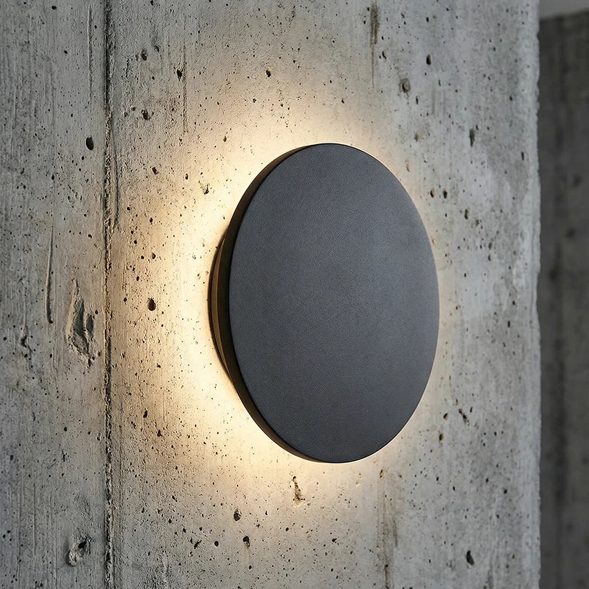 lampe murale led moderne minimaliste gris blanc ronde ip65 étanche salle bain patioextérieur