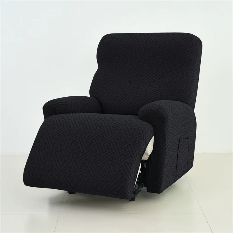 housses fauteuil inclinable jacquard beige motif géométrique moderne fixation pièces polyestère lavable automne hiver