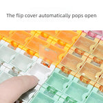 boîtes rangement transparentes empilables clips couleur moderne vert rose bleu orange pratiques