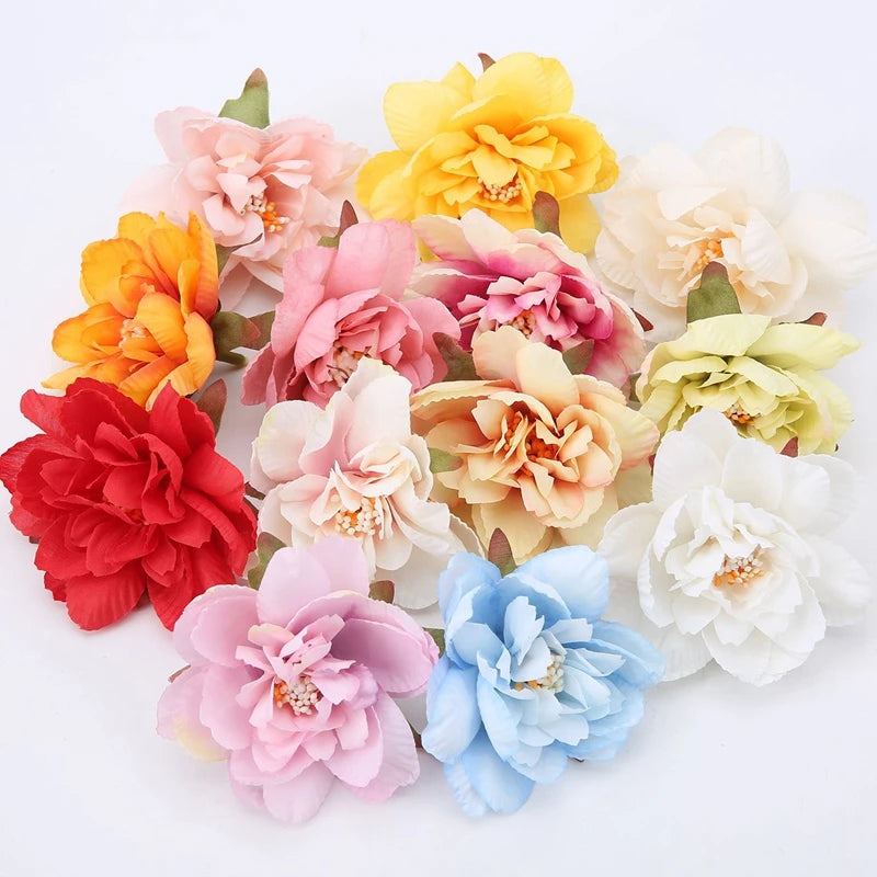 fleurs artificielles roses jaunes blanches rouges bleues vertes décoration maison mariage anniversaire parti chambre
