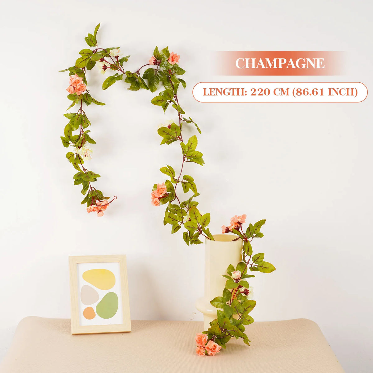 guirlande florale artificielle rose verte mariage décoration extérieure champêtre romantique fleurs feuilles vigne