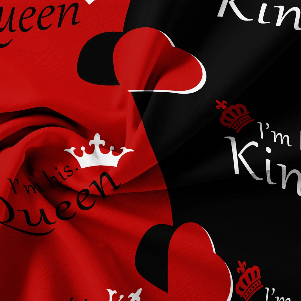 ensemble literie rouge noir coeurs couronnes moderne king queen chambre lit