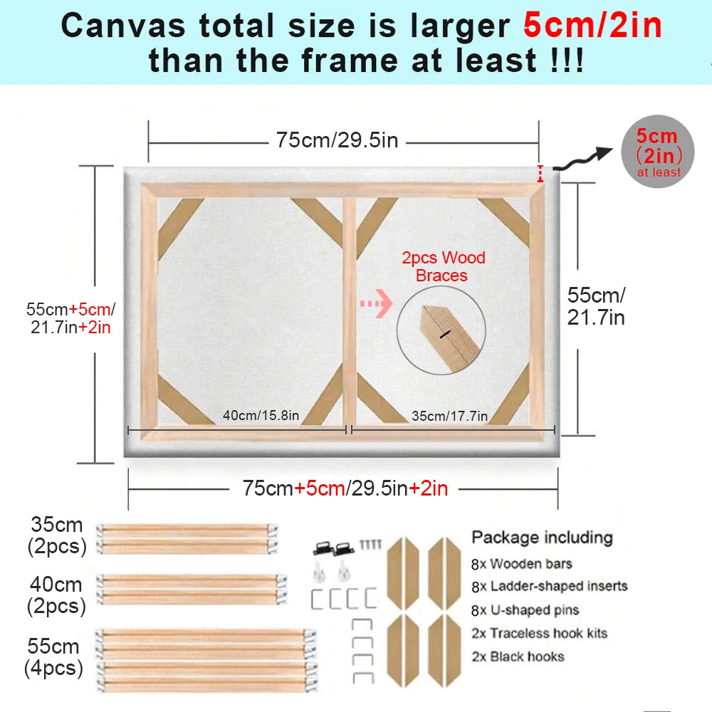 cadre toile bois classique moderne tension 20x25 25x25 30x30 40x60 50x50 cm