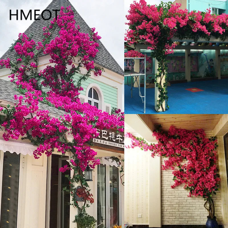 Guirlande artificielle fleurs bougainvillier rose moderne extérieur décoration maison événement festive