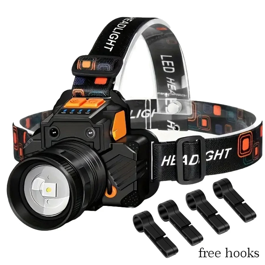 lampe torche noire orange ajustable rechargeable usb sensor mouvement induction switch moderne fonctionnelle
