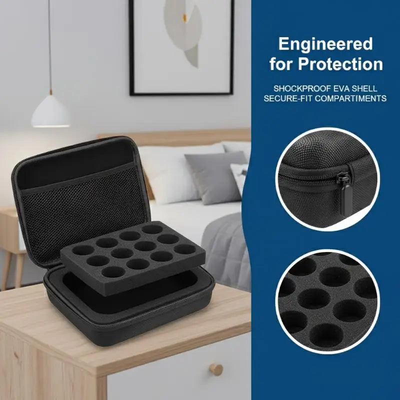 boîte rangement flacons insuline noir texture maille moderne fermeture glissière 30 emplacements