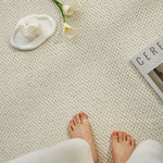 tapis moderne anti dérapant durable polyester texture tissée beige clair intérieur salon