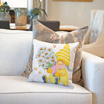 taies d'oreiller décoratives gnome fleurs blanc jaune cartoon motif floral non toxique respectueux environnement