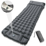 matelas gonflable bleu marine confortable texture boutons sac rangement camping plein air