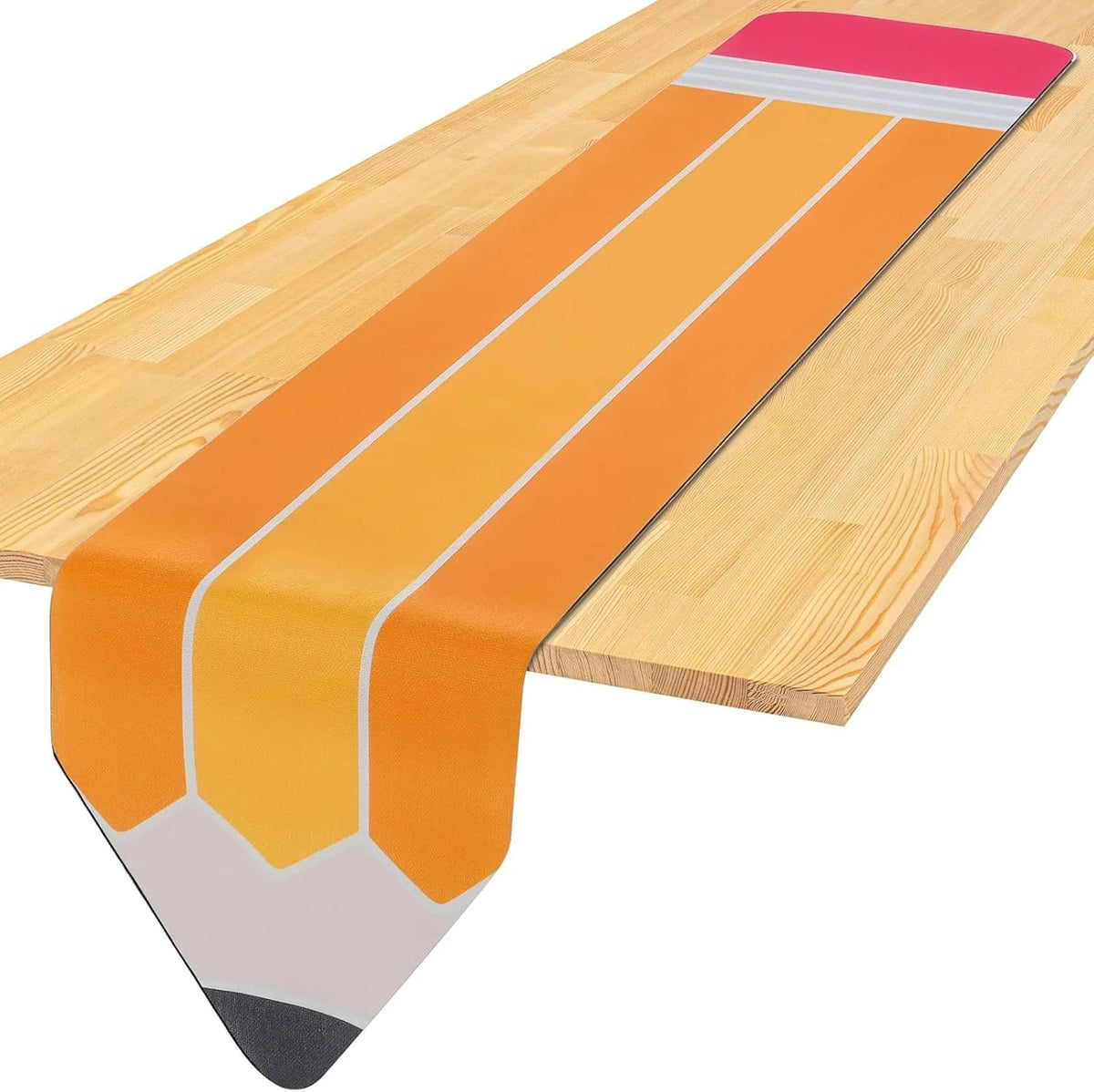 nappe chemin table motif crayon orange jaune rose rentrée scolaire décoration enfant anniversaire festive