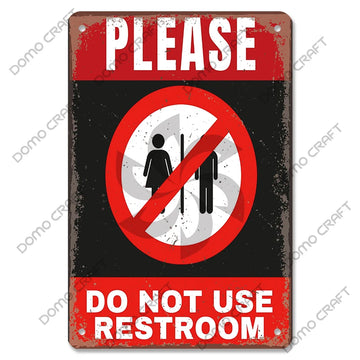 plaque metallique vintage decoration salle bain humour signaletique toilette retro bar pub murale