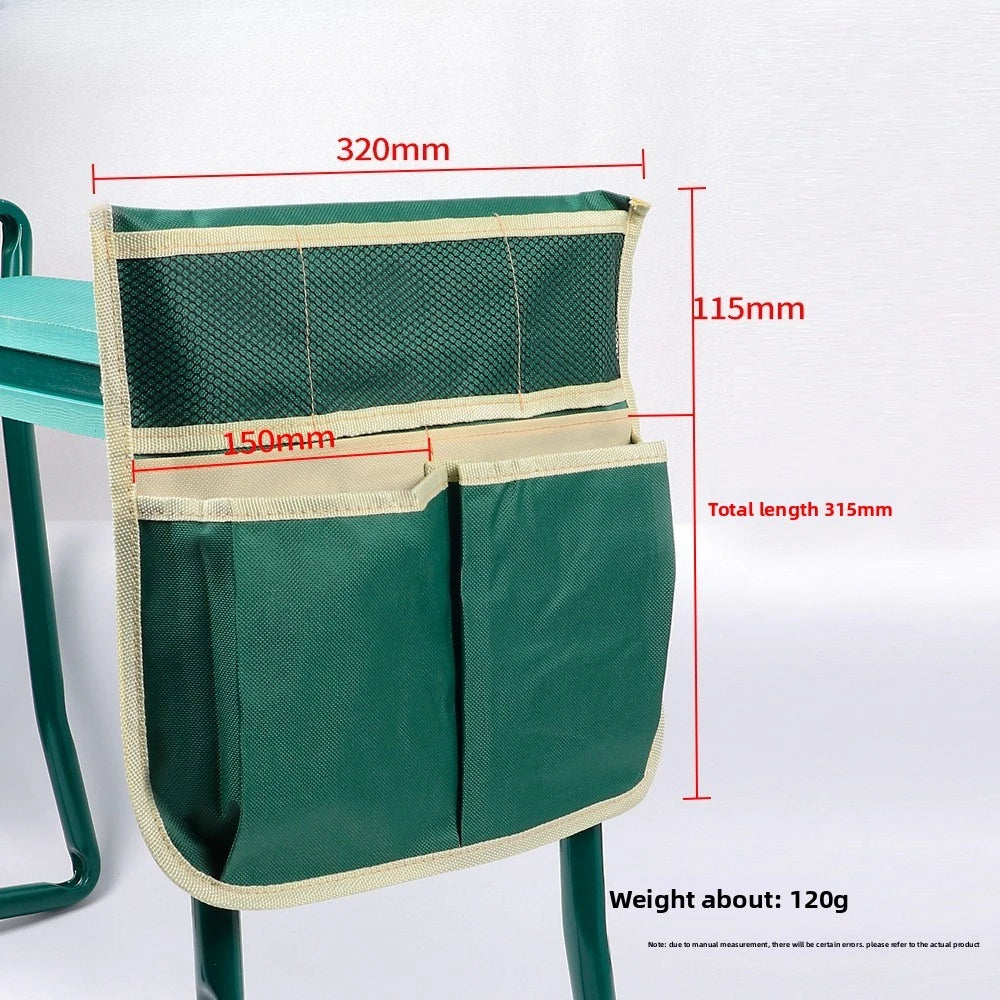 tabouret jardin pliable chaise extérieure coussin assise mousse sacoche outils vert foncé clair