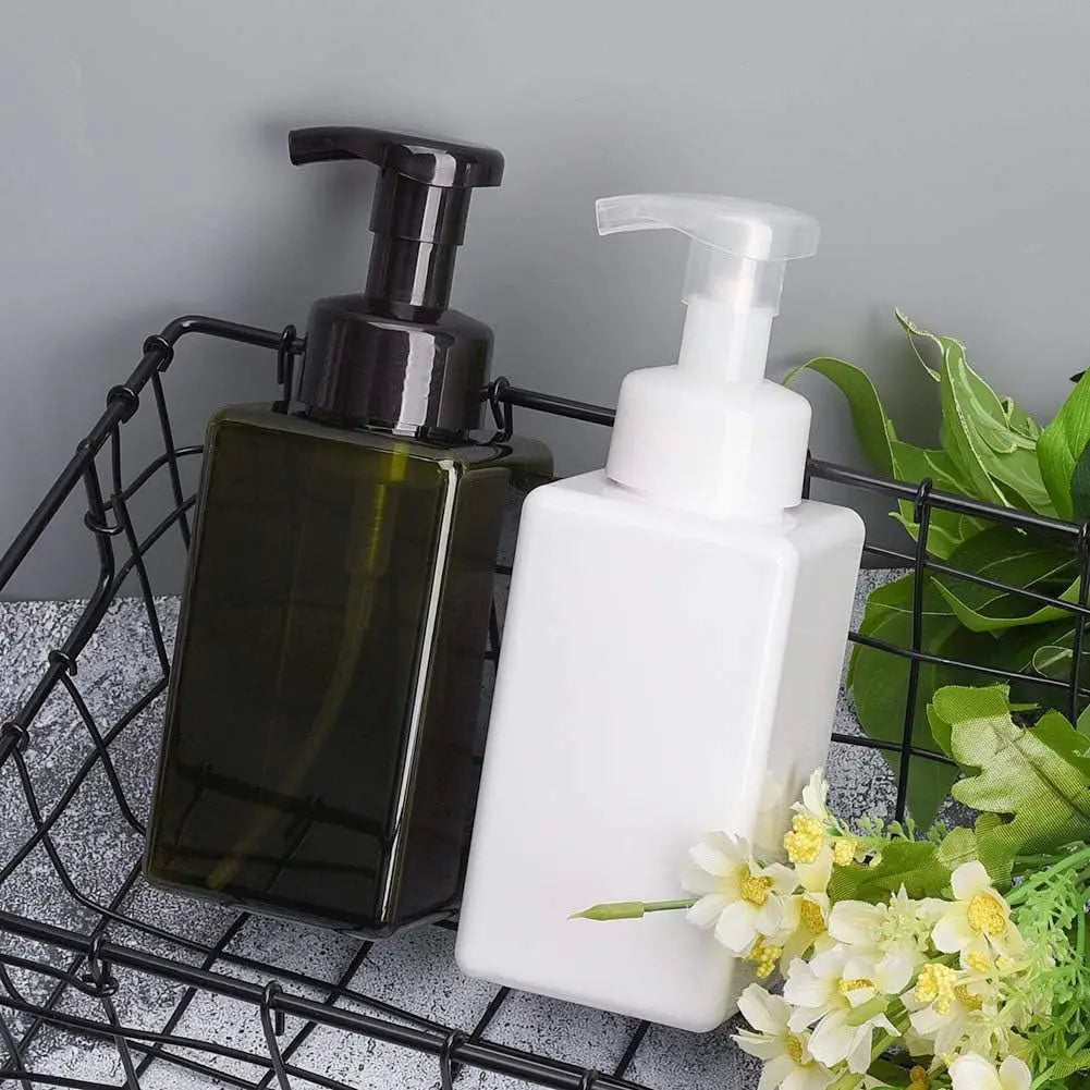 flacon savon liquide 450ml vert foncé contemporain pompe rechargeable bouteille salle bain mousse blanche