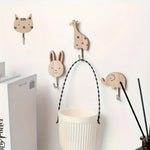 porte sacs animaux dessin animé bois naturel adhésif moderne décoration maison chambre