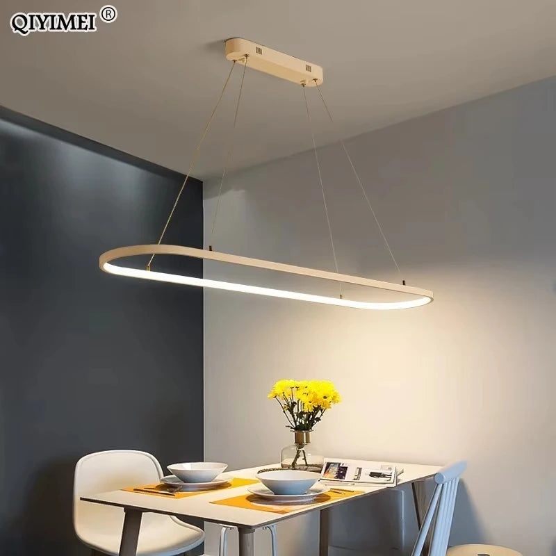 suspension lumineuse moderne or noir blanc aluminium led dimmable télécommande chambre salon restaurant