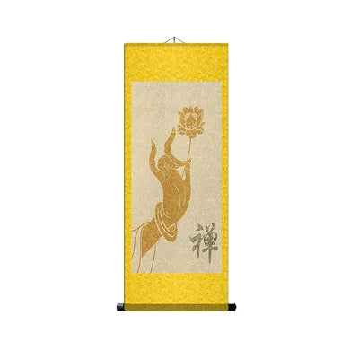 affiche murale calligraphie bouddhiste illustrations religieuses motifs floraux suspendue clips suspension traditionnel