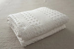 couverture coton points solide été portable maison pique nique voyage militaire blanc gris beige