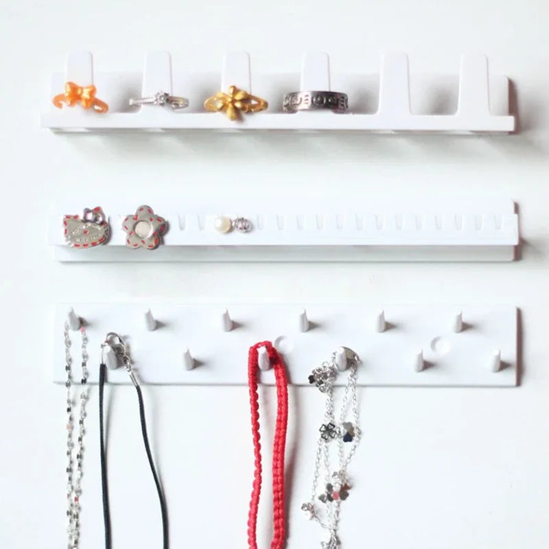 porte bijoux blanc adhésif mural moderne clips plastique boucles d'oreilles bracelets colliers